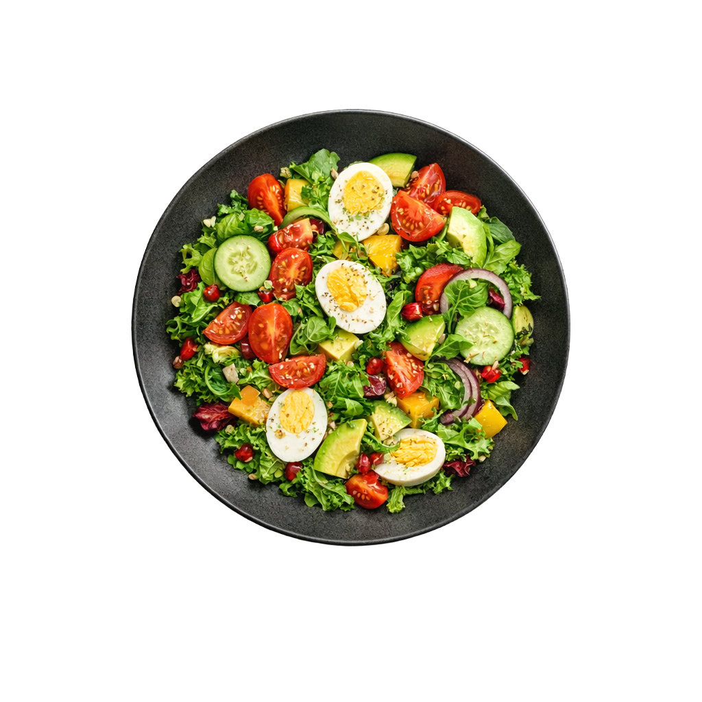 Bord met gezonde salade als visueel hero-beeld